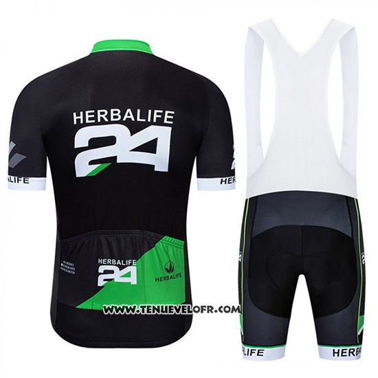 2019 Maillot Ciclismo Herbalifr 24 Noir Vert Manches Courtes et Cuissard